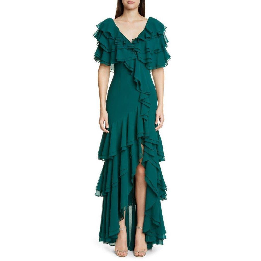 Badgley Mischka Tiered Ruffle Gown